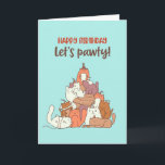Cute Cat Lover Pun Låt oss Pawty Funny Birthday Kort<br><div class="desc">Lustigt och sött födelsedagskort för dem som slår kärlek och humor. Perfekt för att önska dina vänner och din familj grattis på födelsedagen. Besök vår butik om du vill ha mer födelsedagskort. Du hittar något coola,  humoristiskt och ibland sarkastiskt födelsedagskort för din speciella.</div>