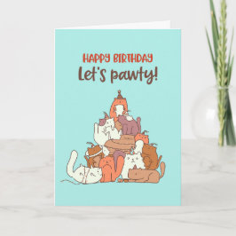 Cute Cat Lover Pun Låt oss Pawty Funny Birthday Kort