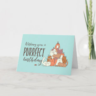 Cute Cat Lover Purrfect Birthday Funny Birthday Kort