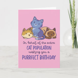 Cute Cat Lover Purrfect Birthday Funny Kort