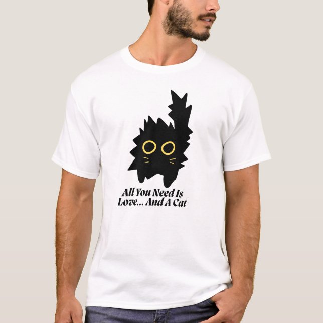 Cute Cat Lover Quote T-shirt – Kärlek & En Katt (Framsida)
