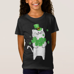 Cute Cat Lover Shamrock St patricks day Meowy Iris T Shirt