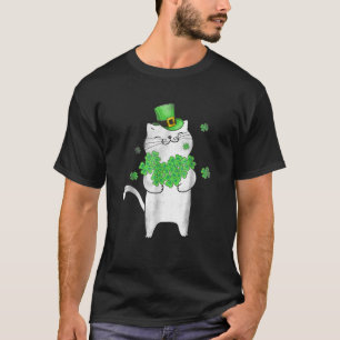 Cute Cat Lover Shamrock St patricks day Meowy Iris T Shirt