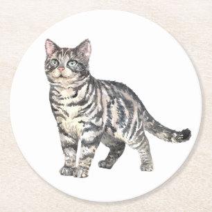 Cute Cat Lover Tabby Kitten Grått Tiger Kattunge Underlägg Papper Rund