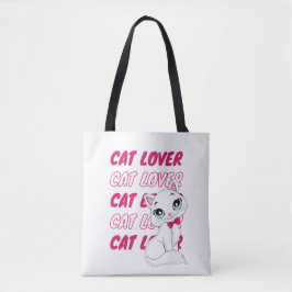 Cute Cat Lover Tote-säcken - Tecknad Cat Tygkasse