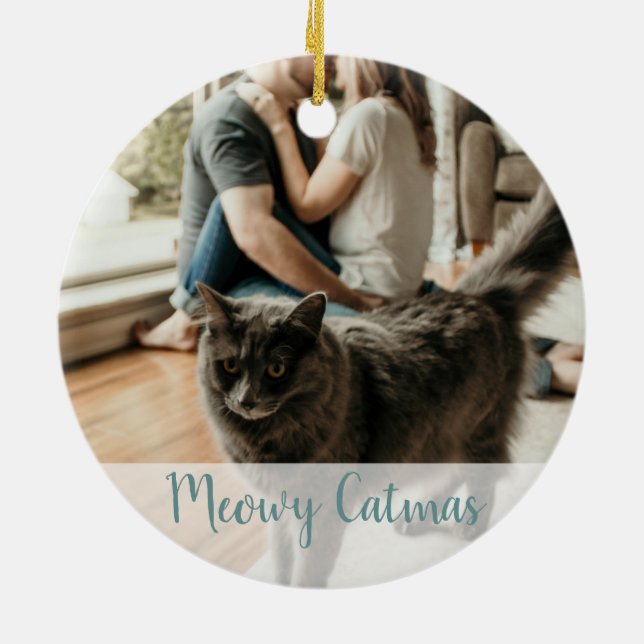 Cute Cat Lover Winter Meowma Catmas jul Julgransprydnad Keramik (Baksidan)