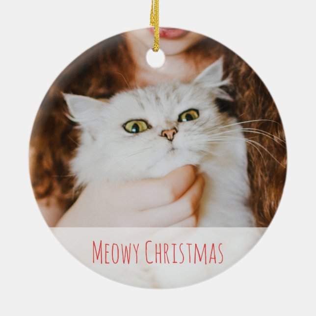 Cute Cat Lover Winter Meowy jul Julgransprydnad Keramik (Baksidan)