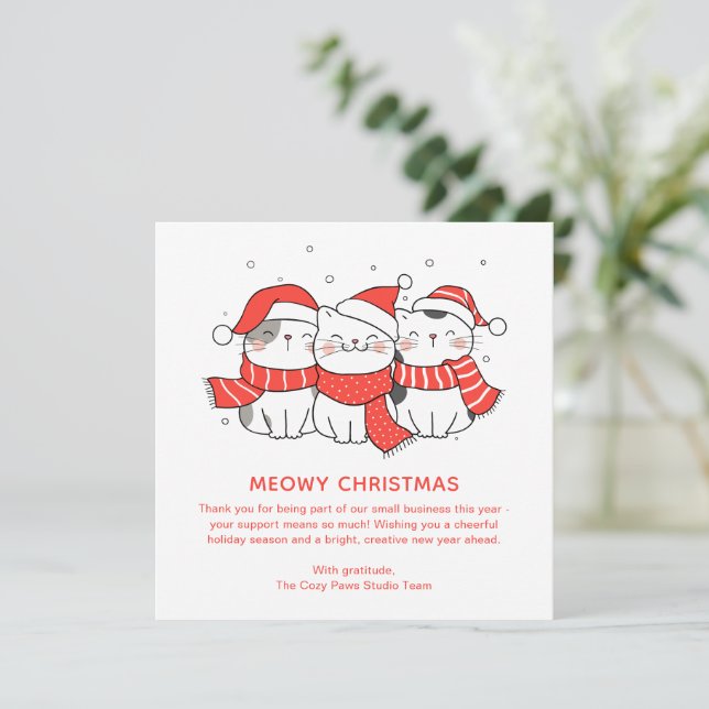 Cute Cat Lovers Christmas Playful Business Julkort (Stående Fram)