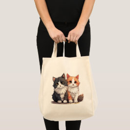 Cute Cat Lover's Natural Tote Bag - Eco-Friendly Tygkasse