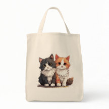 Cute Cat Lover's Natural Tote Bag - Eco-Friendly