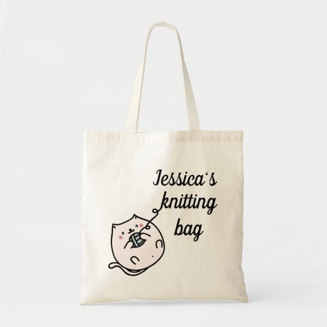 Cute Cat Lovers Personlig Knitting Bag Tygkasse (Framsidan)