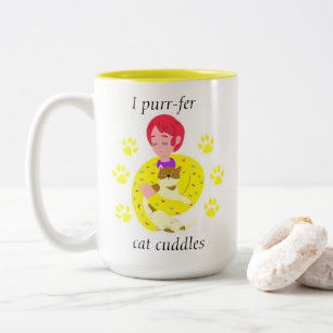 Cute Cat Lovers Purr Cat Cuddles Två-Tonad Mugg
