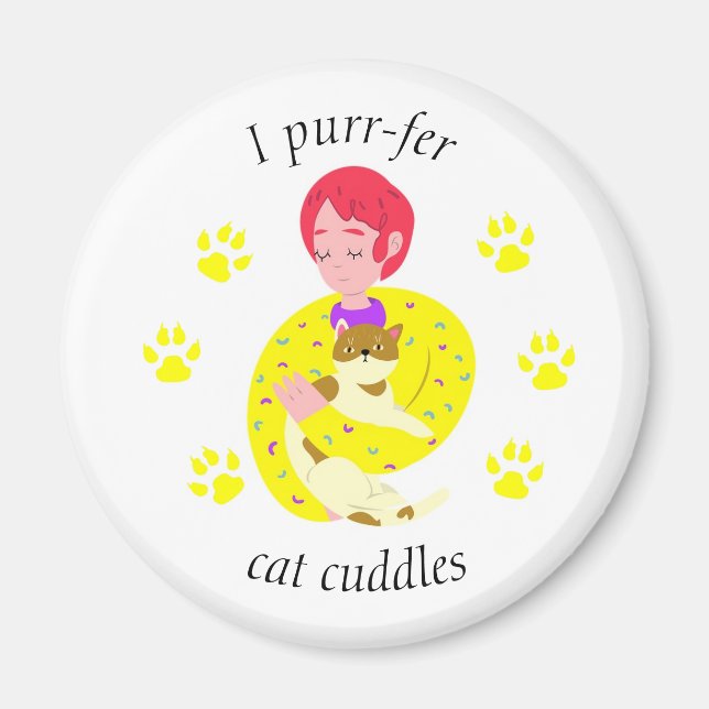 Cute Cat Lovers Purr-fer Cat Cuddles Magnet (Framsidan)