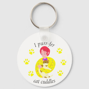 Cute Cat Lovers Purr-fer Cat Cuddles Nyckelring