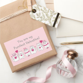 Cute Cat Lovers Valentine Day Rosa Rektangulärt Klistermärke