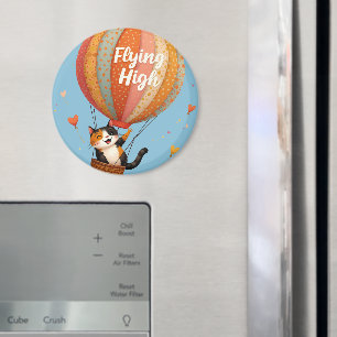 Cute Cat Luftballong Whimsical Art Magnet