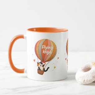 Cute Cat Luftballong Whimsical Art Mugg