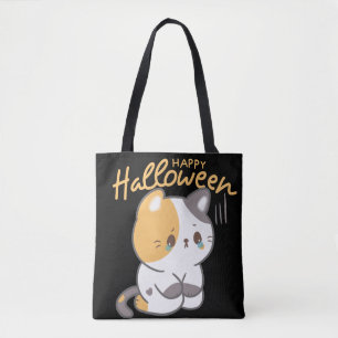Cute Cat Lycklig Hallowen Tygkasse