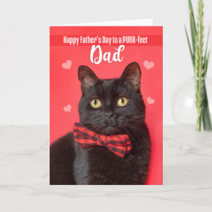 Cute Cat lycklig i Fars dag i Bow Tie Humor Helgkort