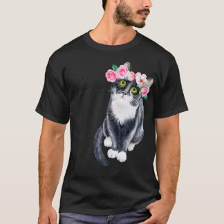 Cute Cat lycklig med blommor Cat Mamma G T Shirt