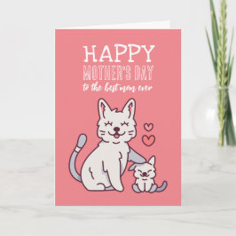Cute Cat Mamma Animal Tecknad Lycklig Mors dag Kort