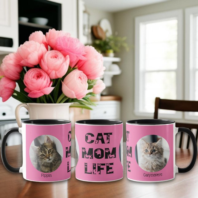 Cute Cat Mamma Life Anpassningsbar Pet Photo Mors  Mugg (Skapare uppladdad)