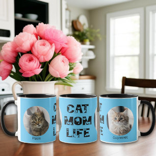 Cute Cat Mamma Life Anpassningsbar Pet Photo Mors Mugg