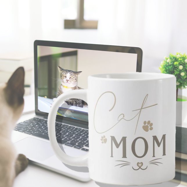 Cute Cat Mamma Personlig Coffee Mugg Jumbo Mugg (Skapare uppladdad)