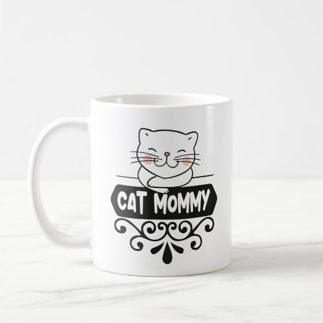Cute cat mamma pet animal älskling kaffemugg (Vänster)