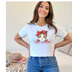 Cute Cat Mamma Red Scarf T Shirt