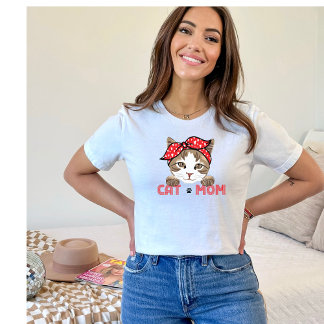 Cute Cat Mamma Red Scarf T Shirt