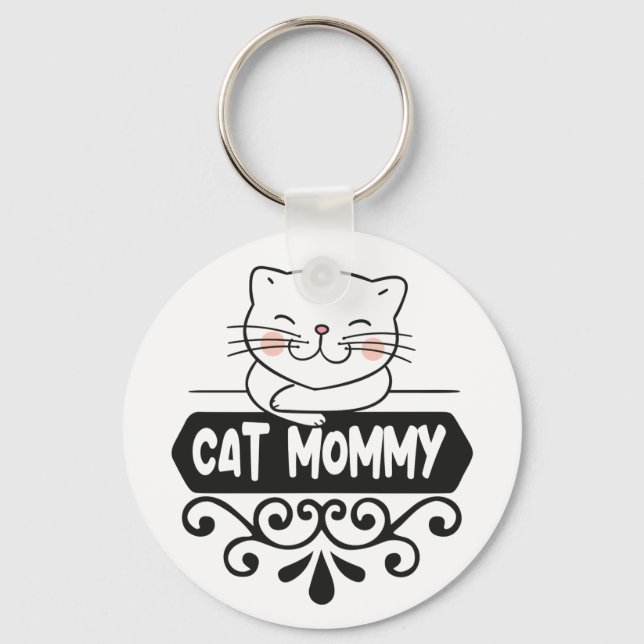 Cute Cat-mamma, sällskapsdjursälskare Nyckelring (Framsida)