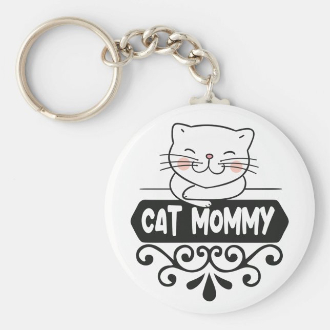 Cute Cat-mamma, sällskapsdjursälskare Nyckelring (Framsidan)