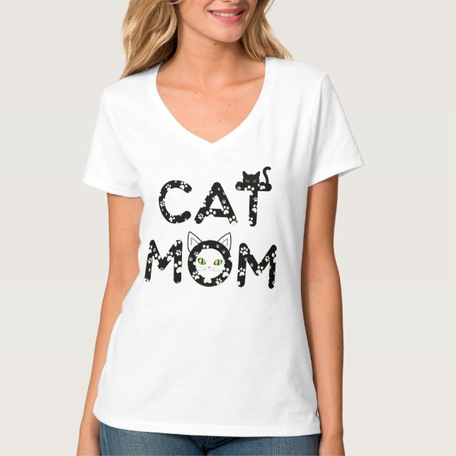 Cute Cat Mamma T Shirt (Framsida)
