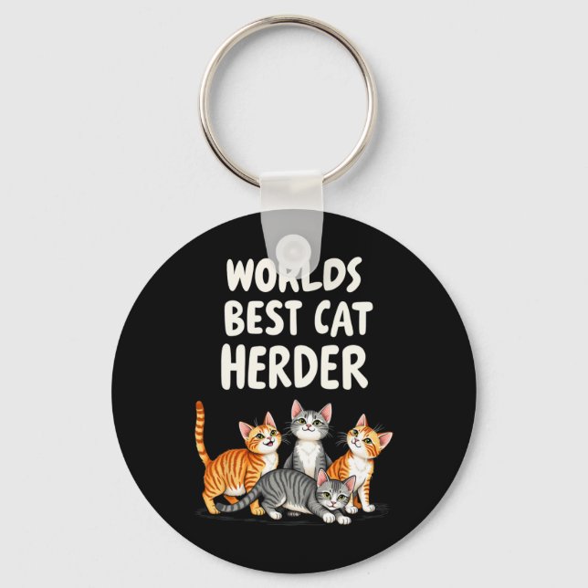 Cute Cat Mamma Worlds Best Cat Herder Funny Nyckelring (Framsida)