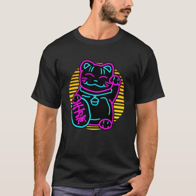 Cute Cat Maneki Neko Japansk Välkomstkitten T Shirt (Framsida)