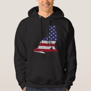 Cute Cat med amerikansk Flagga 4 juli T-Shirt Hoodie
