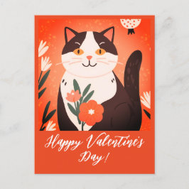 Cute Cat med blommor Glans Alla hjärtans dag Helg Vykort