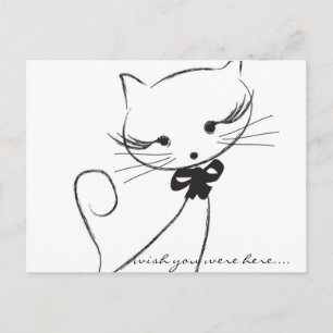 Cute Cat med Bow-vykort Vykort