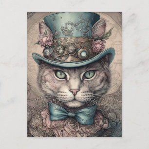 Cute Cat med en steampunk tofat Vykort