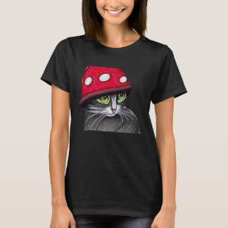 Cute Cat med ett champinjonhatt T Shirt