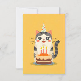 Cute cat med födelsedagskalas kort