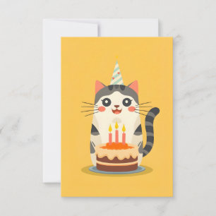 Cute cat med födelsedagskalas kort