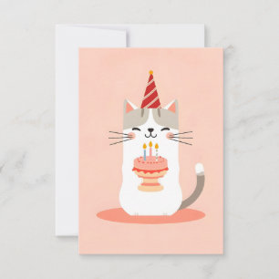 Cute cat med födelsedagskalas kort