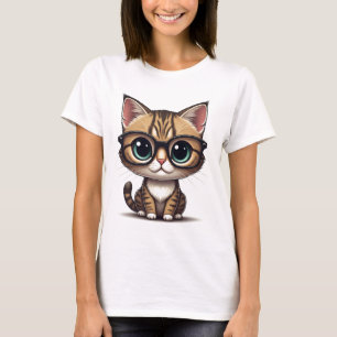 Cute Cat med glasögon T-shirt