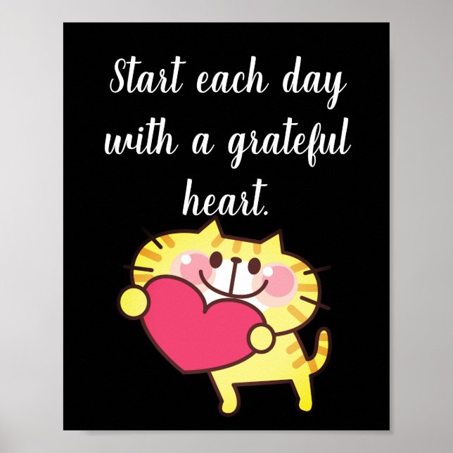 Cute Cat med hjärta Poster (Framsidan)