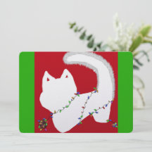 Cute cat med julklapp ljus platt