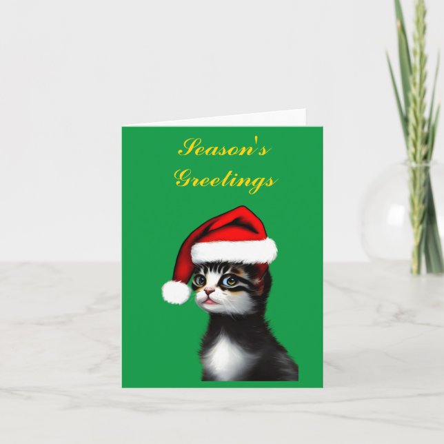 Cute Cat med Jultomten Tom Kort (Framsida)