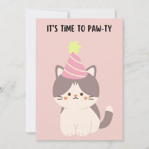 Cute cat med party-födelsedagskort julkort
