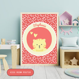 Cute Cat med Polkadots Roligt Kids Bedroom Poster
